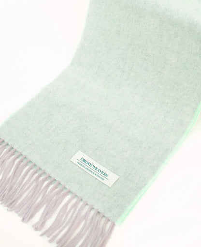 Cashmere Scarf in Herringbone Duck Egg Lilac Warp