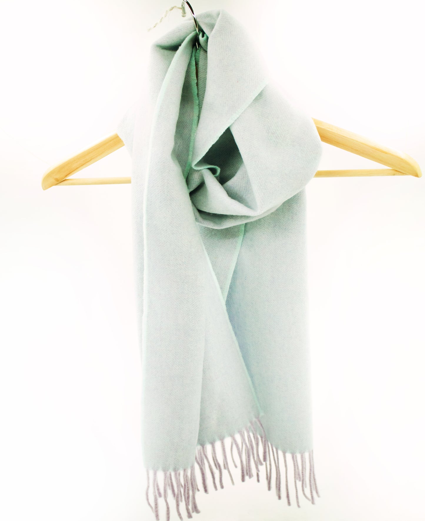 Cashmere Scarf in Herringbone Duck Egg Lilac Warp
