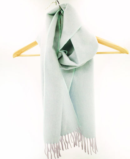 Cashmere Scarf in Herringbone Duck Egg Lilac Warp