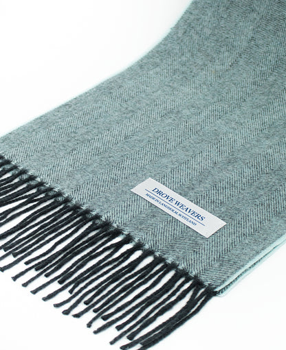 Cashmere Scarf in Duck Egg with Charcoal Warp
