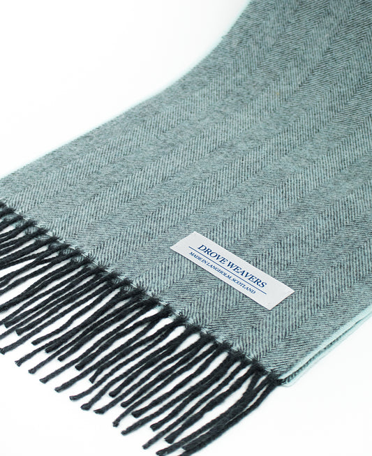 Cashmere Scarf in Duck Egg with Charcoal Warp