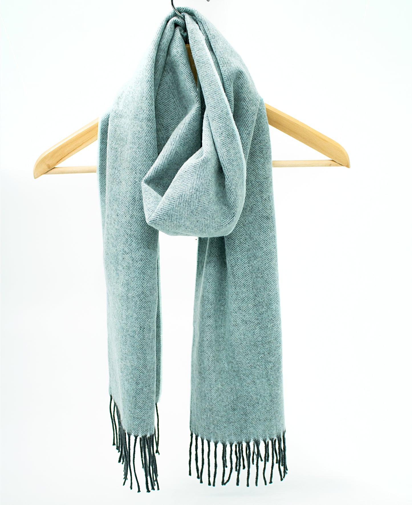 Cashmere Scarf in Duck Egg with Charcoal Warp