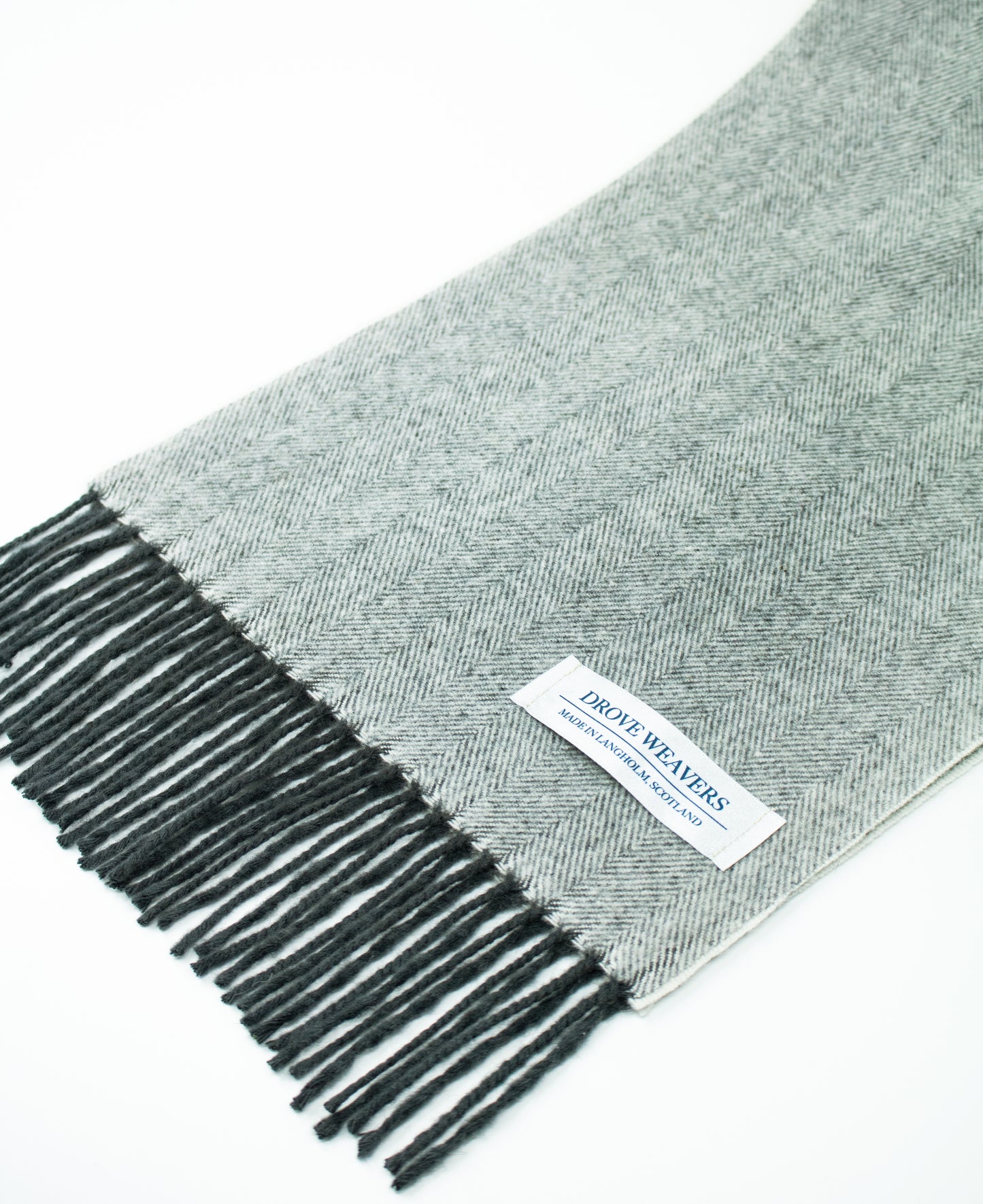 Cashmere Scarf in Ecru with Charcoal Warp