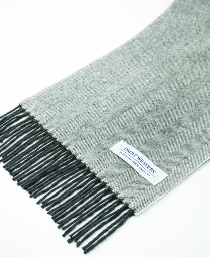Cashmere Scarf in Ecru with Charcoal Warp