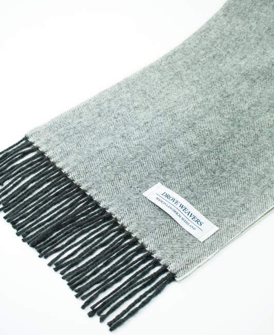 Cashmere Scarf in Ecru with Charcoal Warp