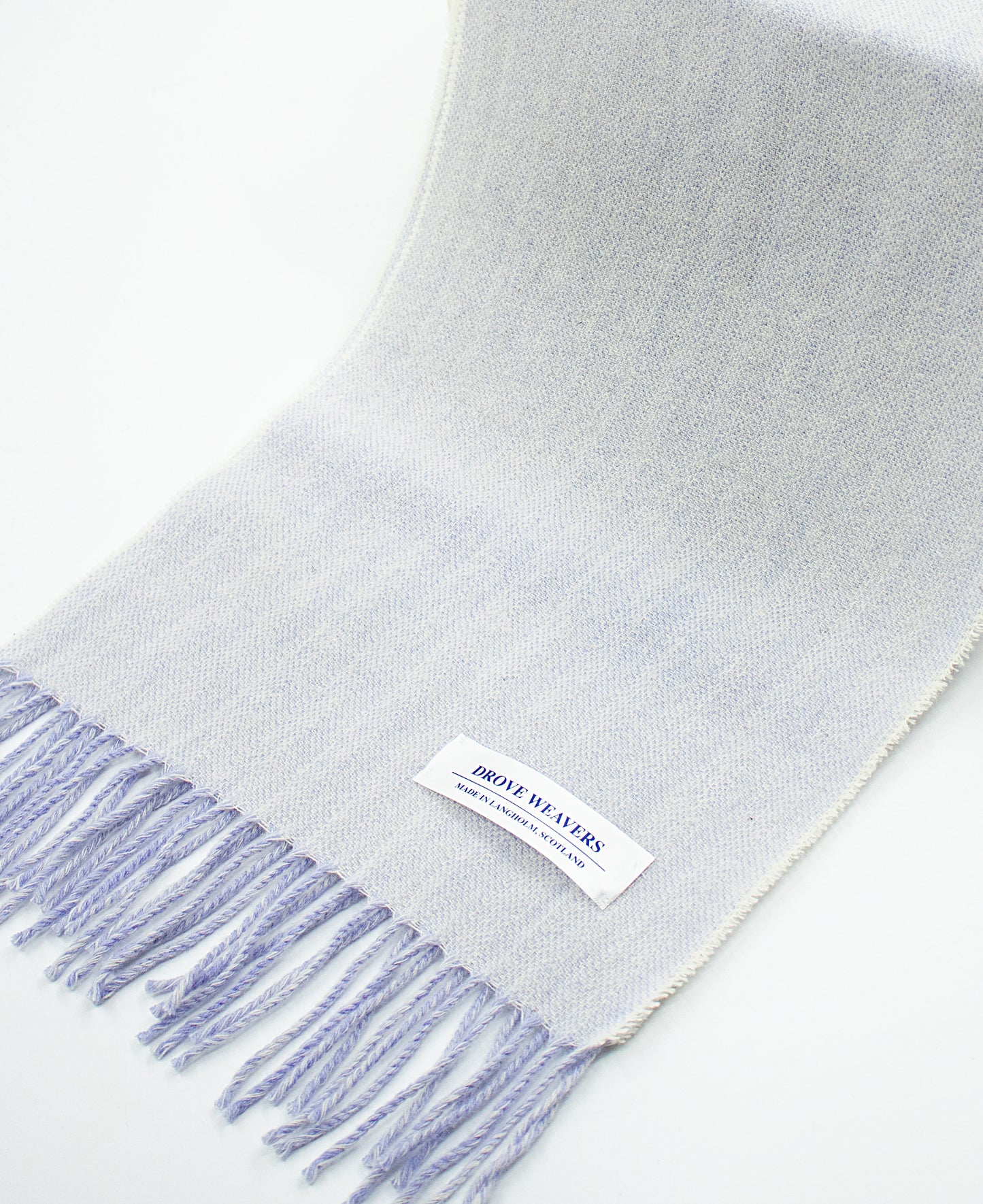 Herringbone Wool Scarf in Ecru with Lilac Warp