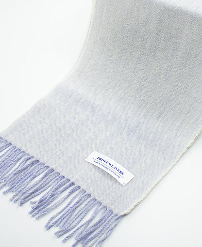 Herringbone Wool Scarf in Ecru with Lilac Warp