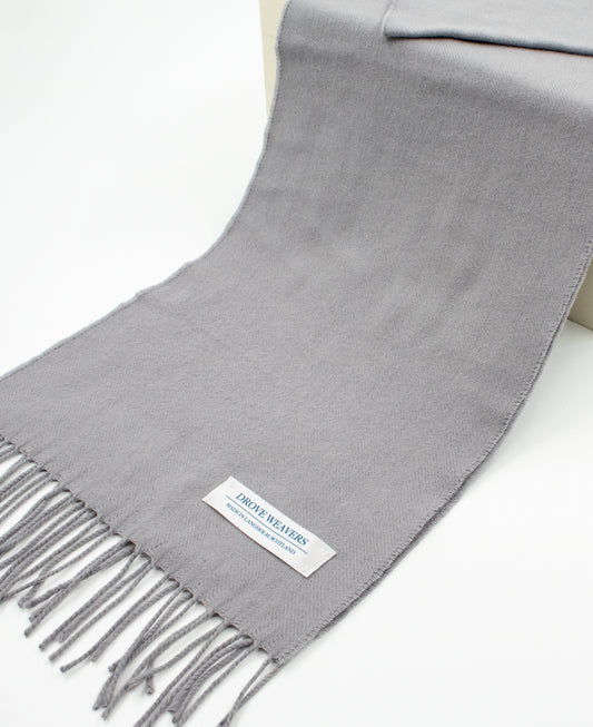 Herringbone Cashmere  Geelong Scarf in Flannel Grey