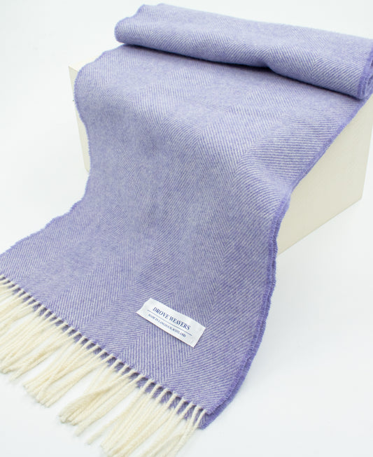 Herringbone Wool Scarf in Lilac with Ecru Warp