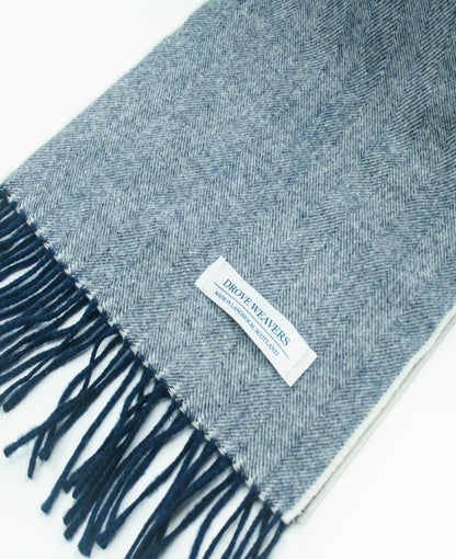 Herringbone Cashmere Scarf in Navy
