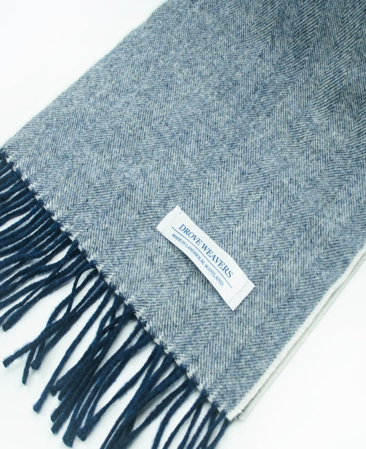 Herringbone Cashmere Scarf in Navy