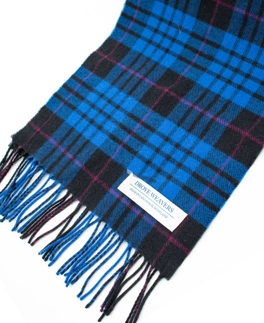 Plaid Lambswool  Scarf in Blue