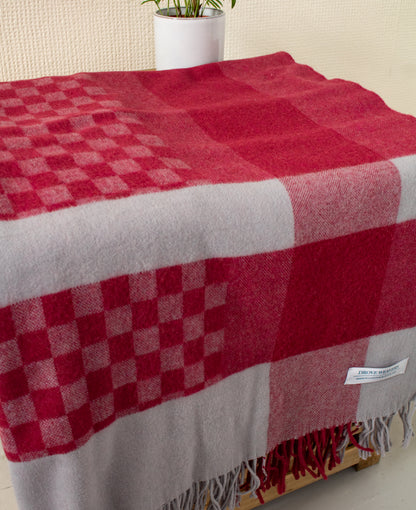 Lambswool Check Throw in Red