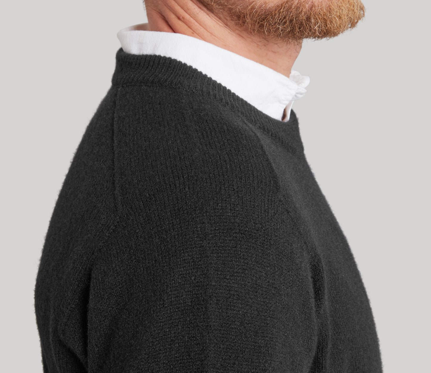 Mens Lambswool Crew Neck in Black
