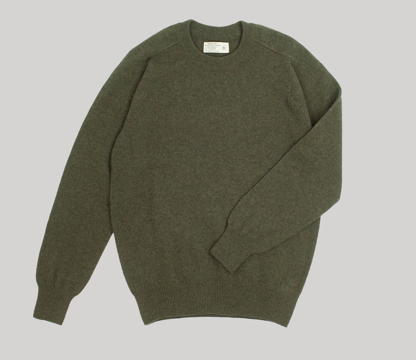 Mens Lambswool Crew Neck in Loden