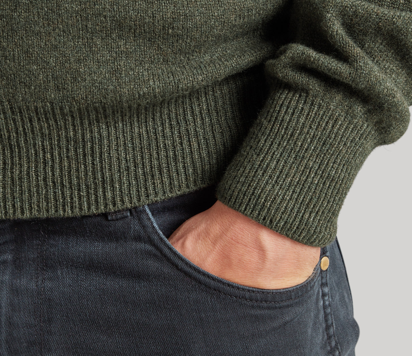 Mens Lambswool Crew Neck in Loden