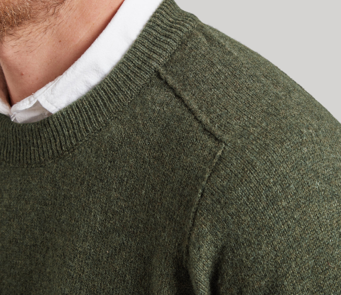 Mens Lambswool Crew Neck in Loden