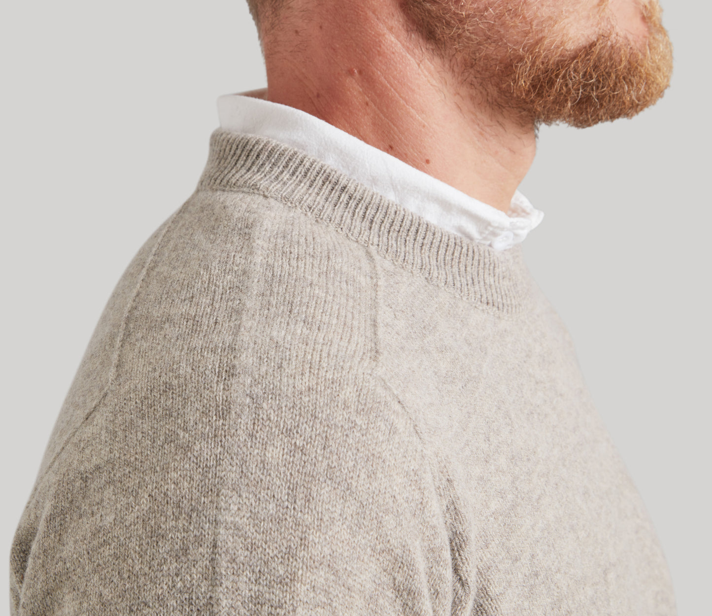 Mens Lambswool Crew Neck in Natural