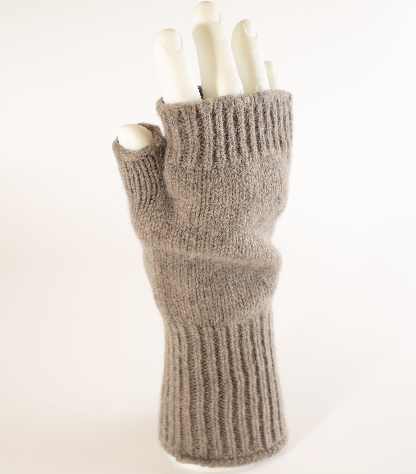 Lambswool Angora Wrist Warmers in Taupe