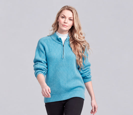 Geelong Half Zipper in Wedgewood