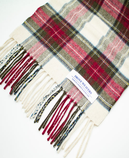 Lamora Mix White Dress Stewart Tartan Scarf