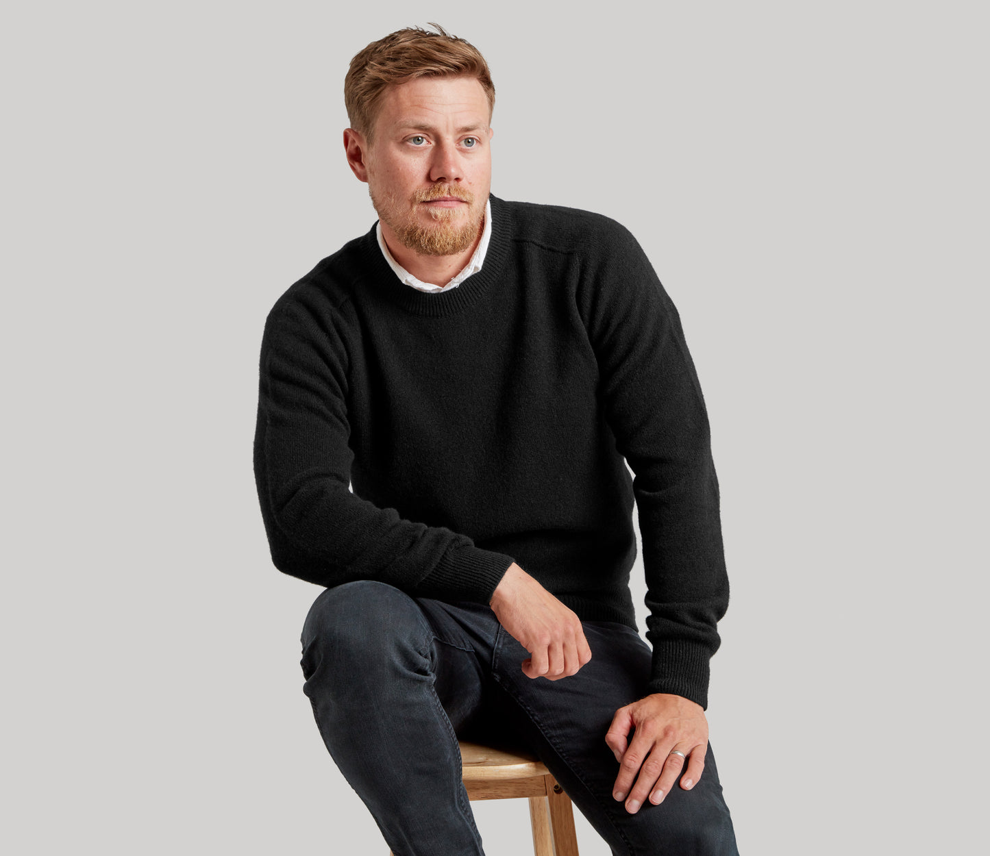 Merino Wool Crew Neck in Black