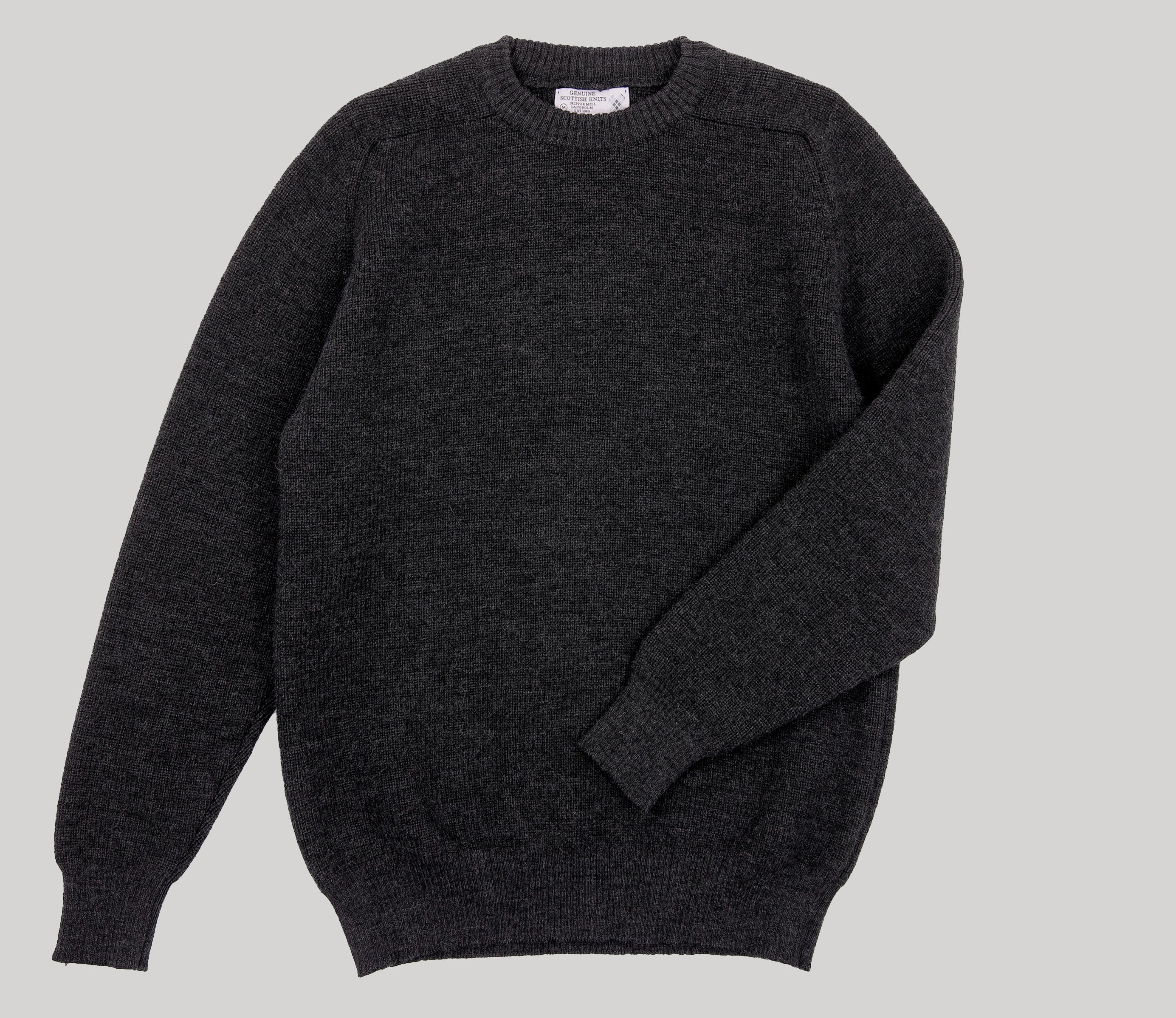 Merino Fine Rib Crew Neck in Derby Grey – Genuine Scottish Knits
