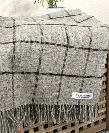 Wool Throw in Natural Check