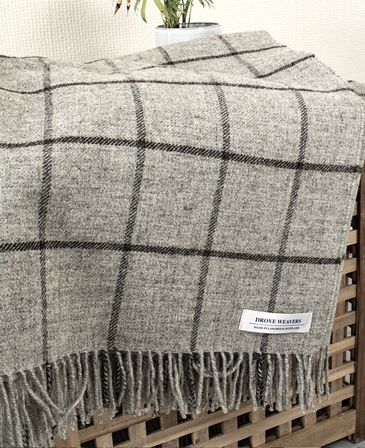 Wool Throw in Natural Check