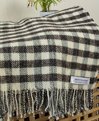 Wool Mix Throw in Natural Small Check