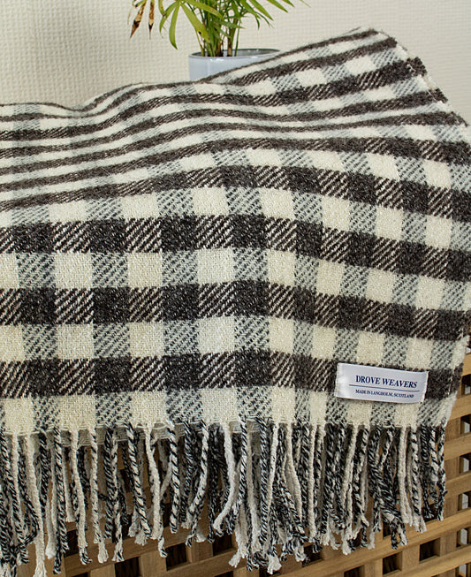 Wool Mix Throw in Natural Small Check