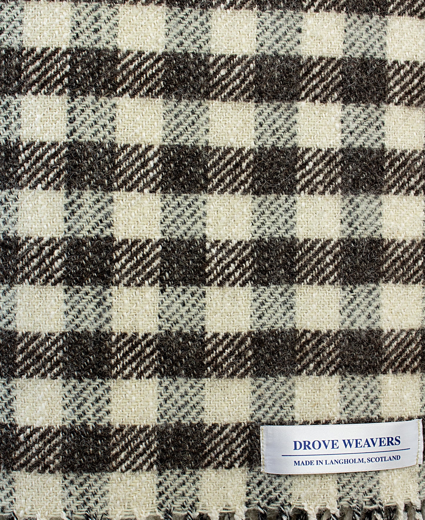 Wool Mix Throw in Natural Small Check