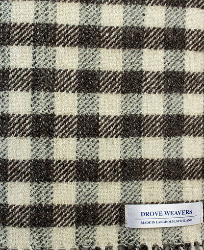 Wool Mix Throw in Natural Small Check