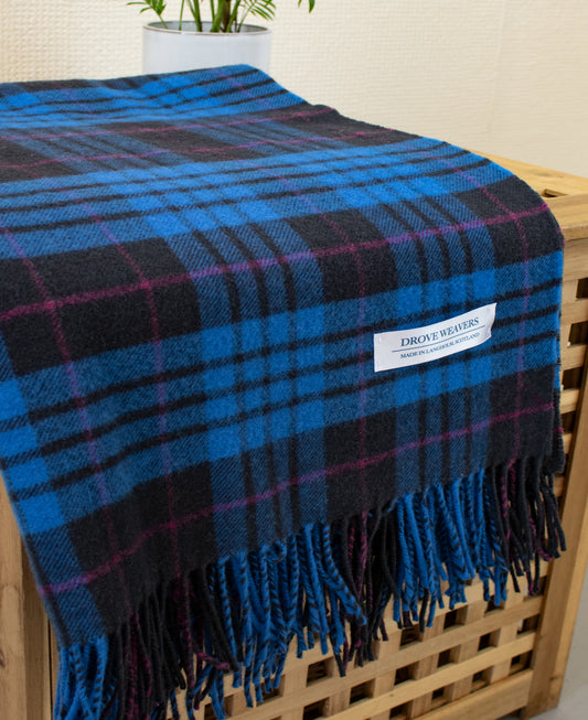 Lambswool Plaid Throw in Blue