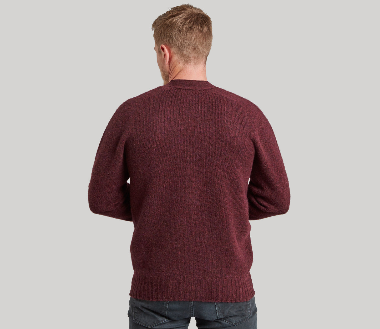 Pure Wool Cardigan in Burgundy