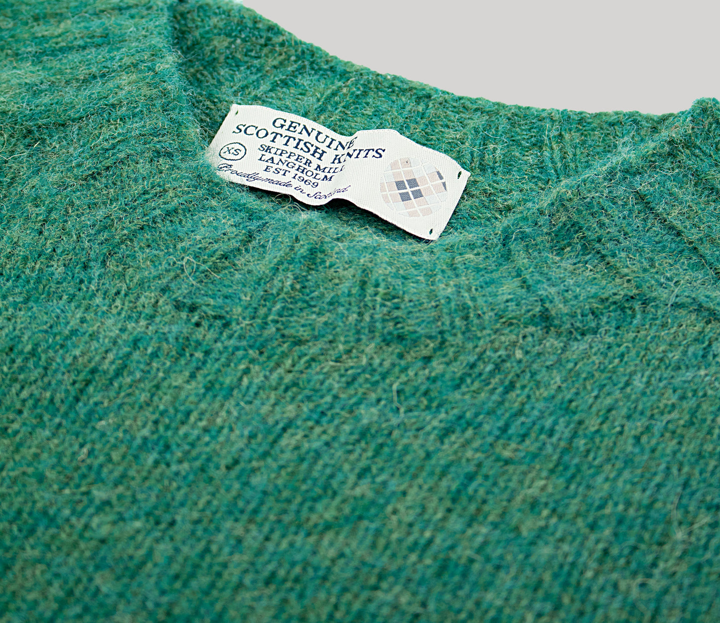 Classic Shetland Crew Neck Jumper in Jade