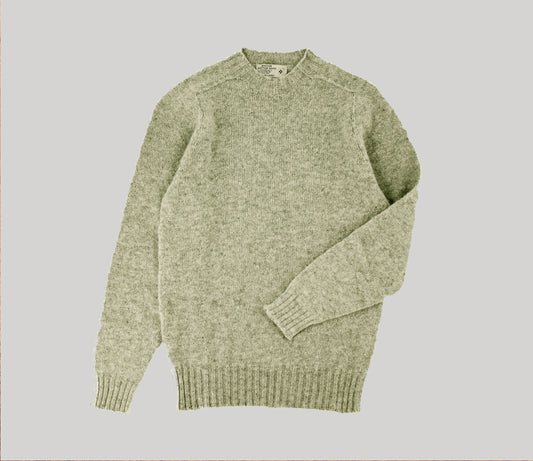 Classic Shetland Crew Neck Jumper in Pebble