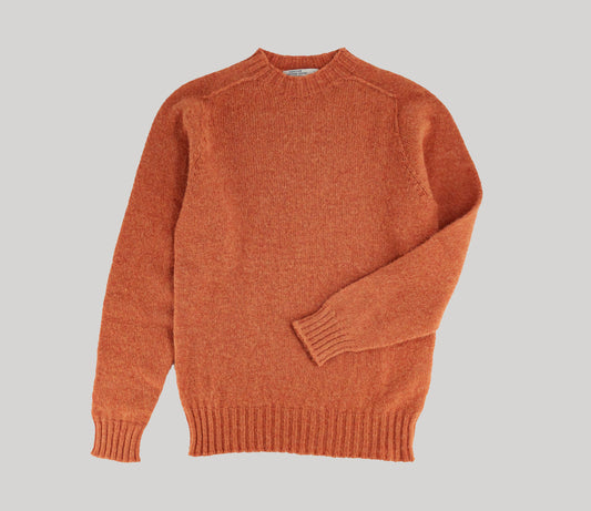 Classic Shetland Crew Neck Jumper in Sedona Orange