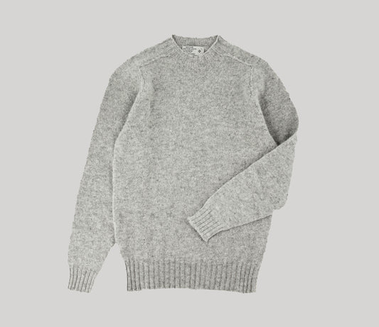 Classic Shetland Crew Neck Jumper in Silver