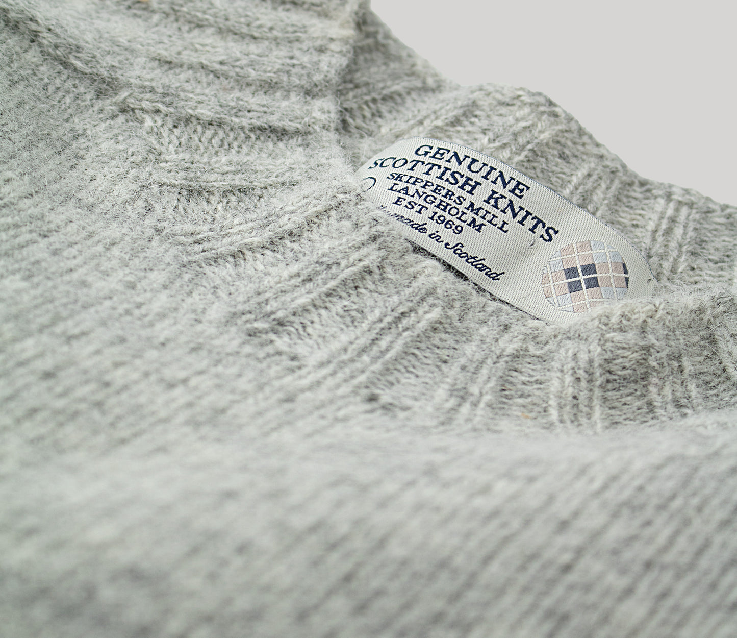 Classic Shetland Crew Neck Jumper in Silver