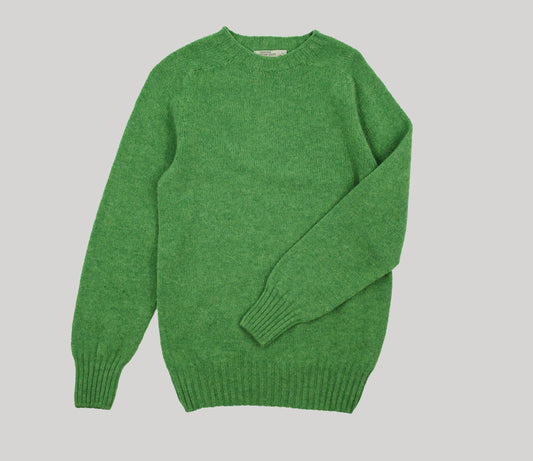 Classic Shetland Crew Neck Jumper in Lichen