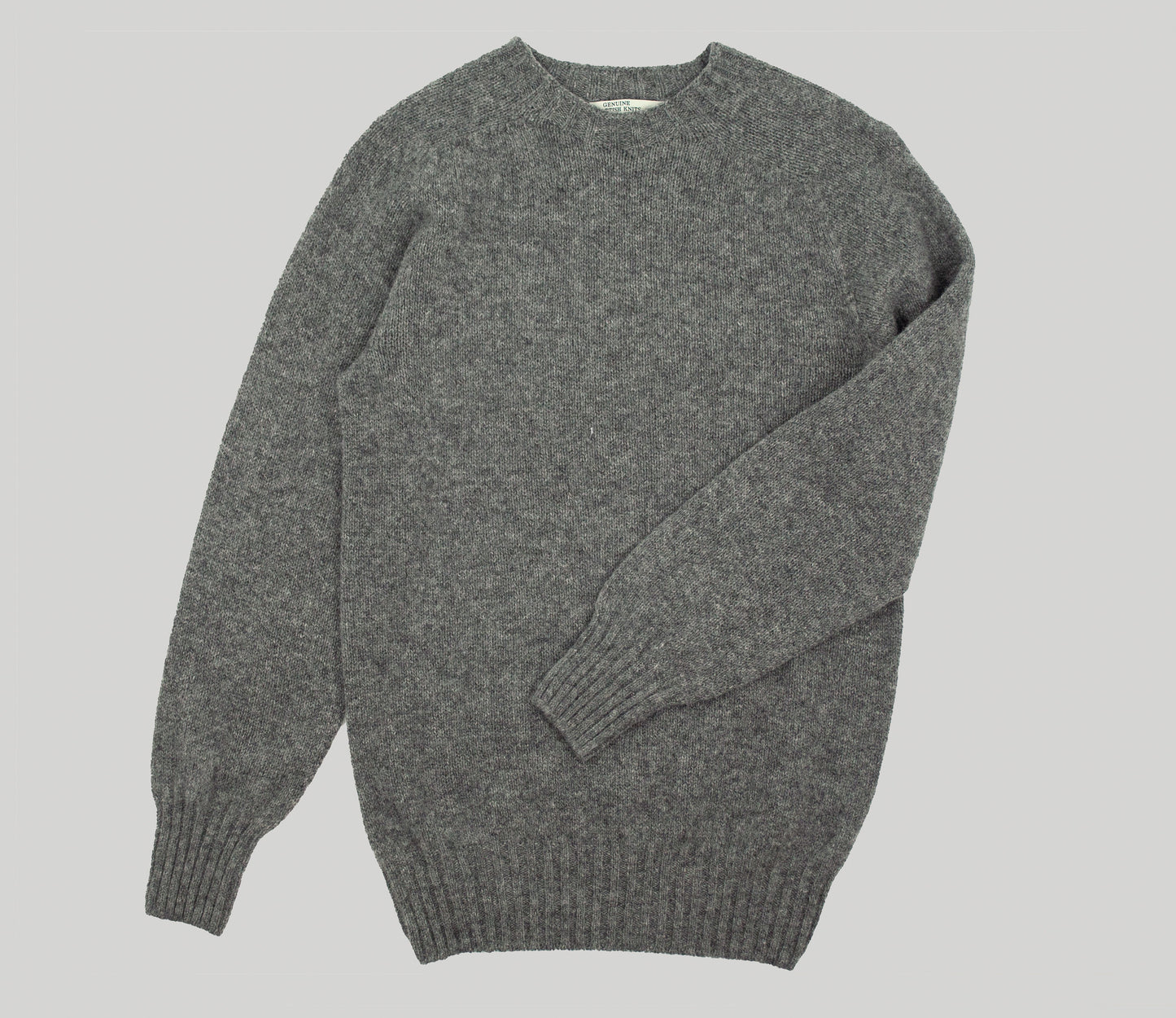 Classic Shetland Crew Neck Jumper in Flannel