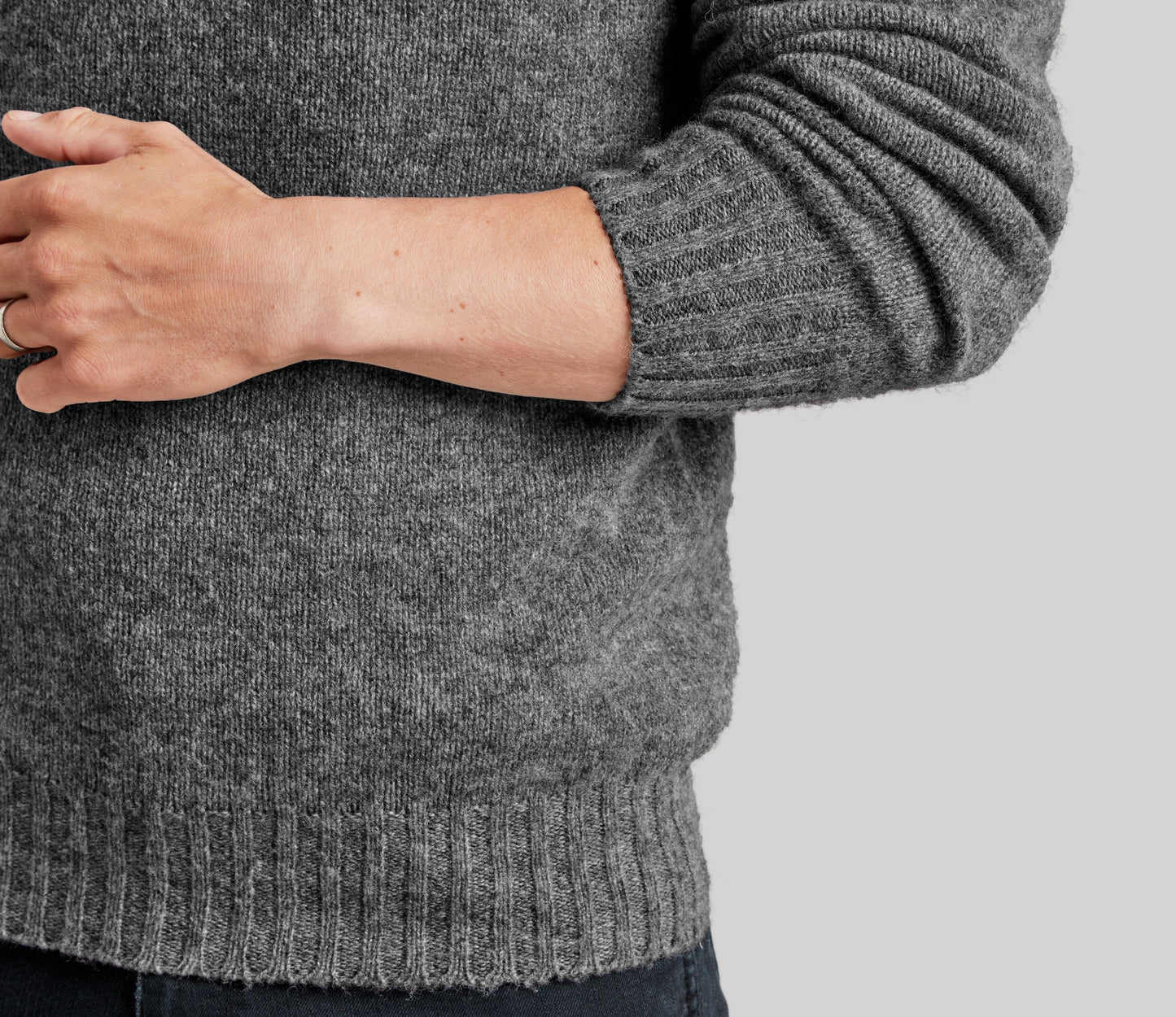 Classic Shetland Crew Neck Jumper in Flannel