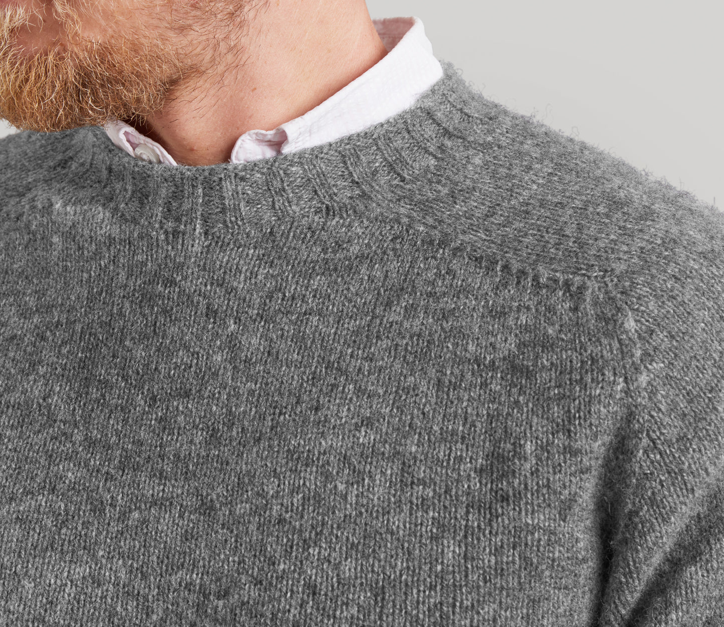 Classic Shetland Crew Neck Jumper in Flannel