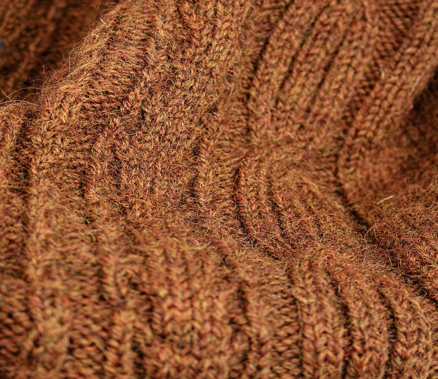 Aran Cable Knit Crew Neck Jumper in Rust