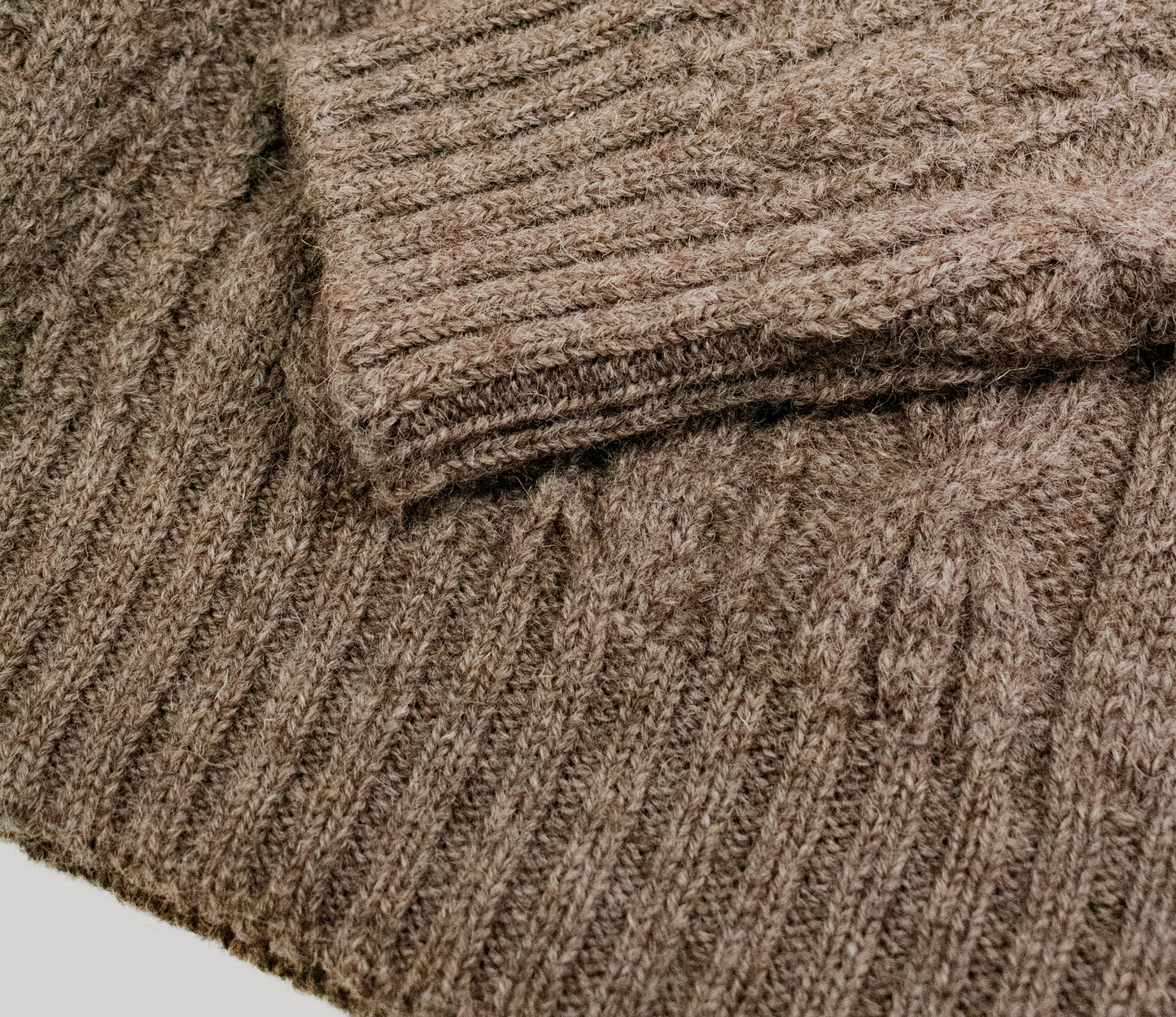 Aran Cable Knit Crew Neck Jumper in Taupe
