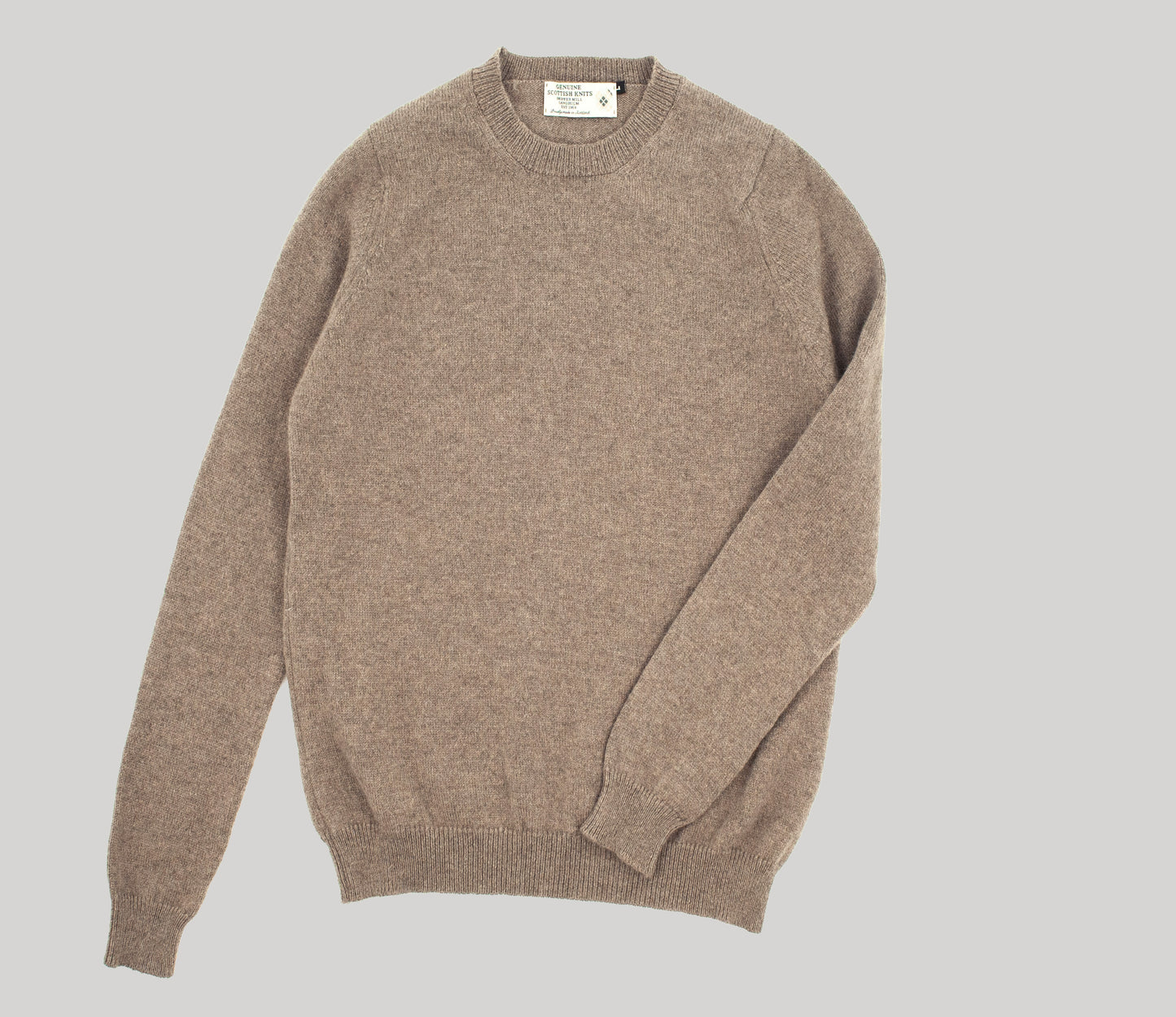 Wool Angora Blend Crew Neck in Taupe