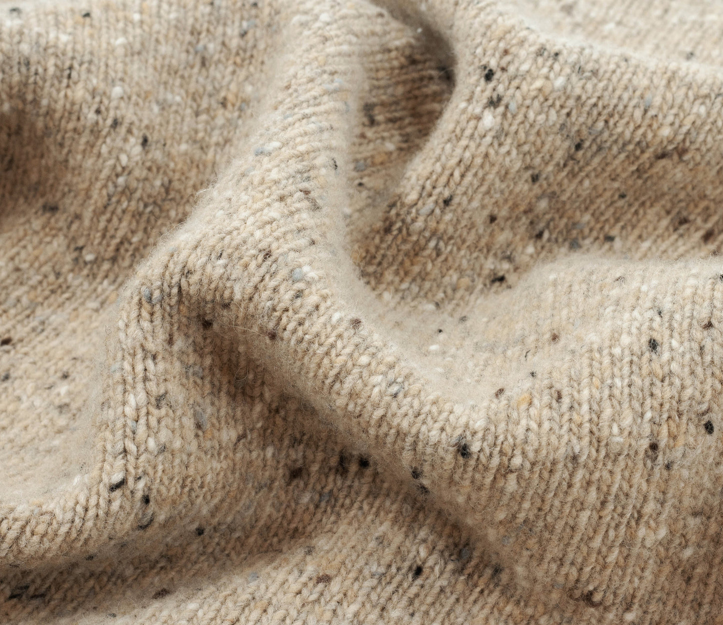 Merino Wool Donegal Crew Neck Jumper in Natural Tweed