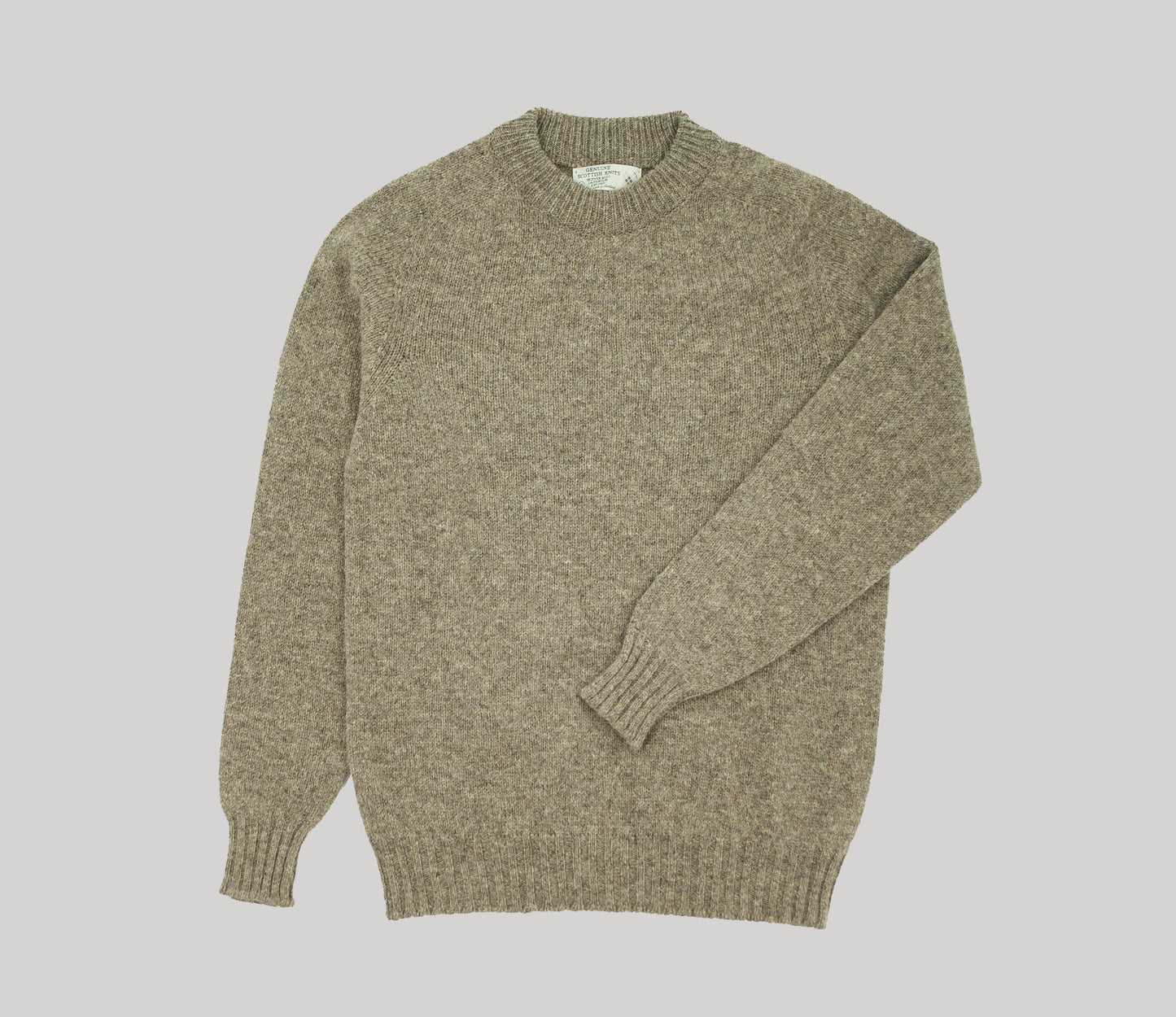 Modern Fit Shetland Crew Neck Jumper in Oyster Grey